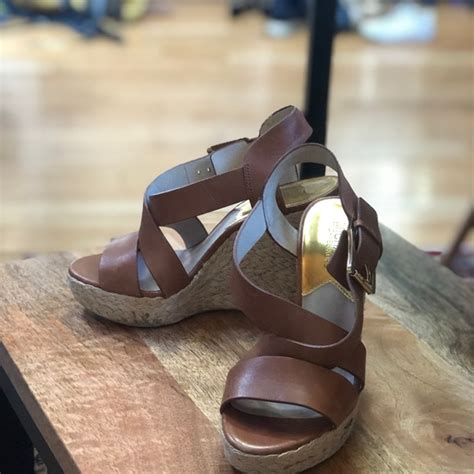 michael kors tan leather giovanna wedge sandal
